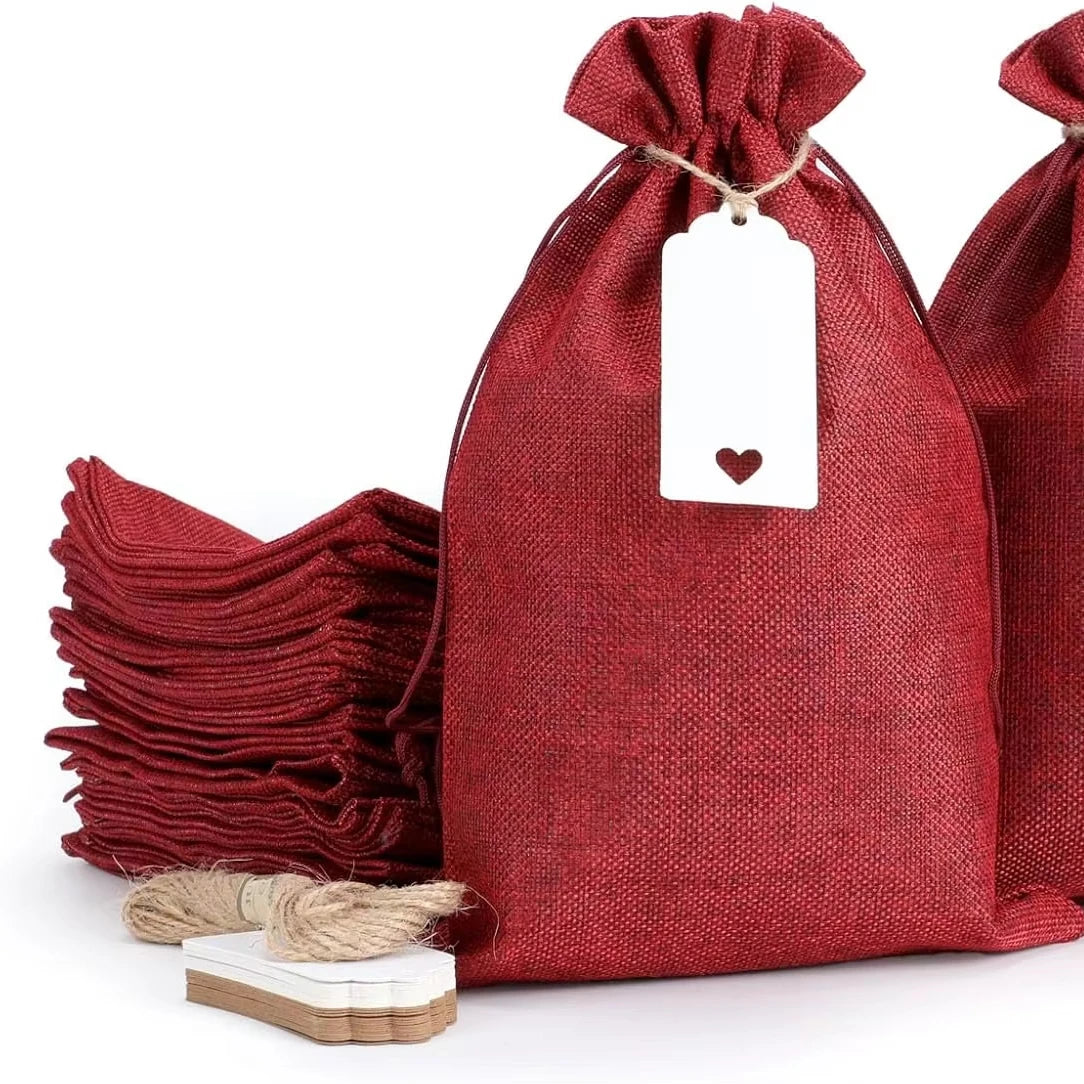 Burlap Gift Bags With Drawstring 7*9 Inch Small Party Favor Bonus Gift String Wedding Party Favors Treat Pouches