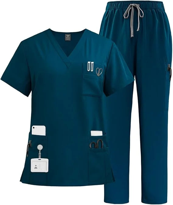 72% Recycled Polyester 23% Viscose 5% Spandex Multiple Pockets and Drawstring Scrub Pant Woven Fabric for Doctors