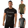Men's Custom Private Logo Fitness Gym T-Shirt 95% Cotton 5% Elastane Plus Size Breathable Knitted Sports Apparel