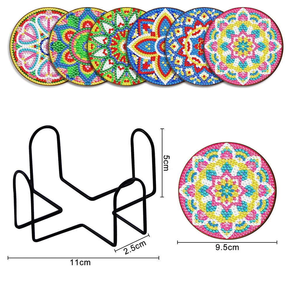 Waterproof Acrylic Mandala Diy Mosaic Dot Art Round Drills 6 Piece Diamond Kit Coasters Diy