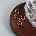 Sweet Edge Huggies Black Acrylic Heart Charm on Non Tarnish Hoops Minimalist Dangling Earrings Playful Yet Chic Everyday Wear