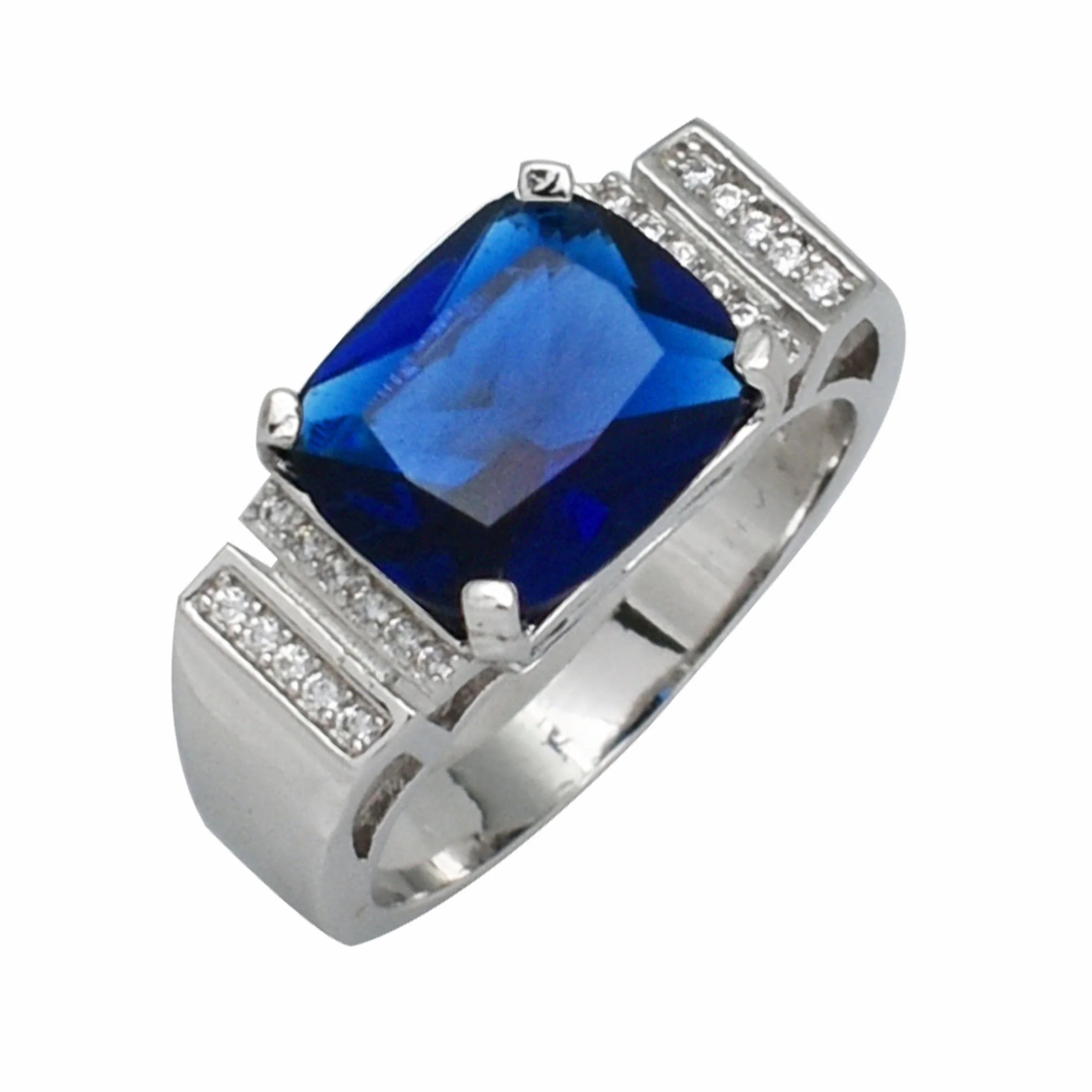 Wedding Jewelry Gemstone Blue Sapphire Mens Fashion 925 Sterling Silver Rings