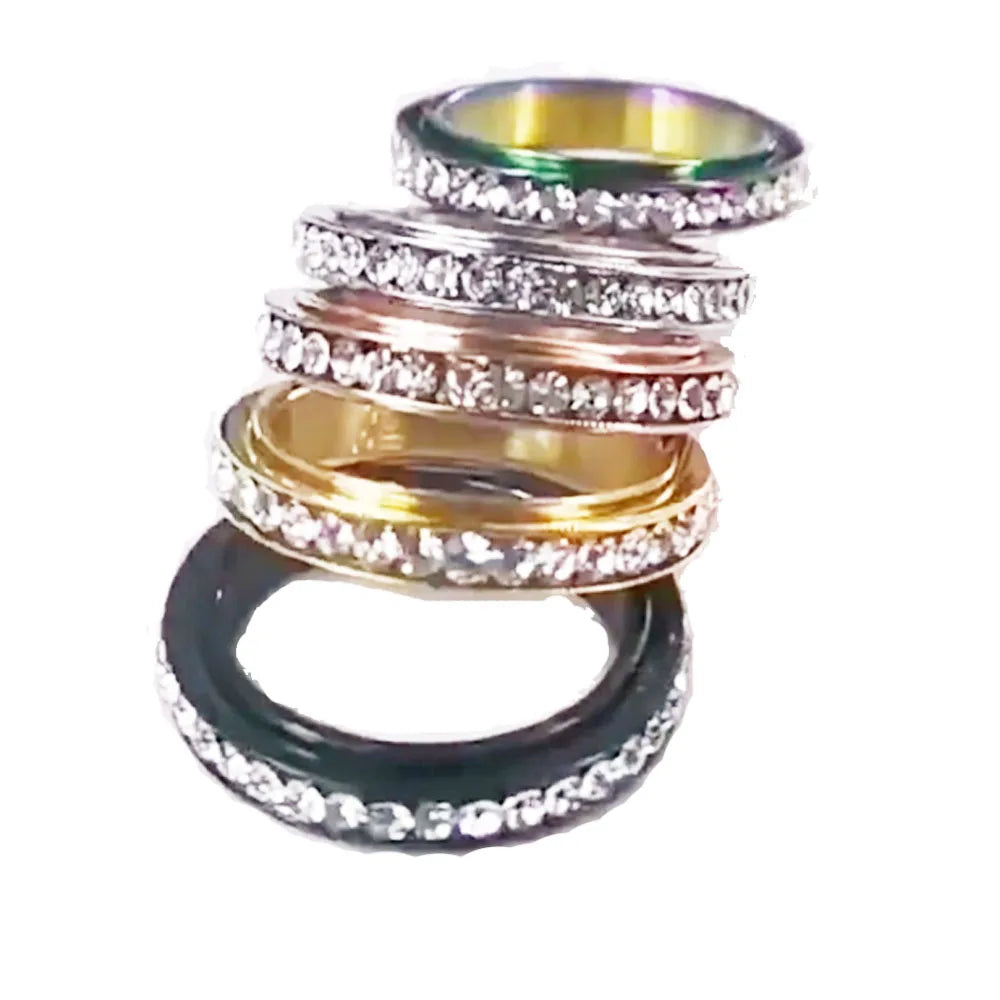 Wholesale Waterproof Stainless Steel 4mm Zircon Beads Inlay Rotatable Fidget Anxiety Relief Unisex Men and Women China Supplier