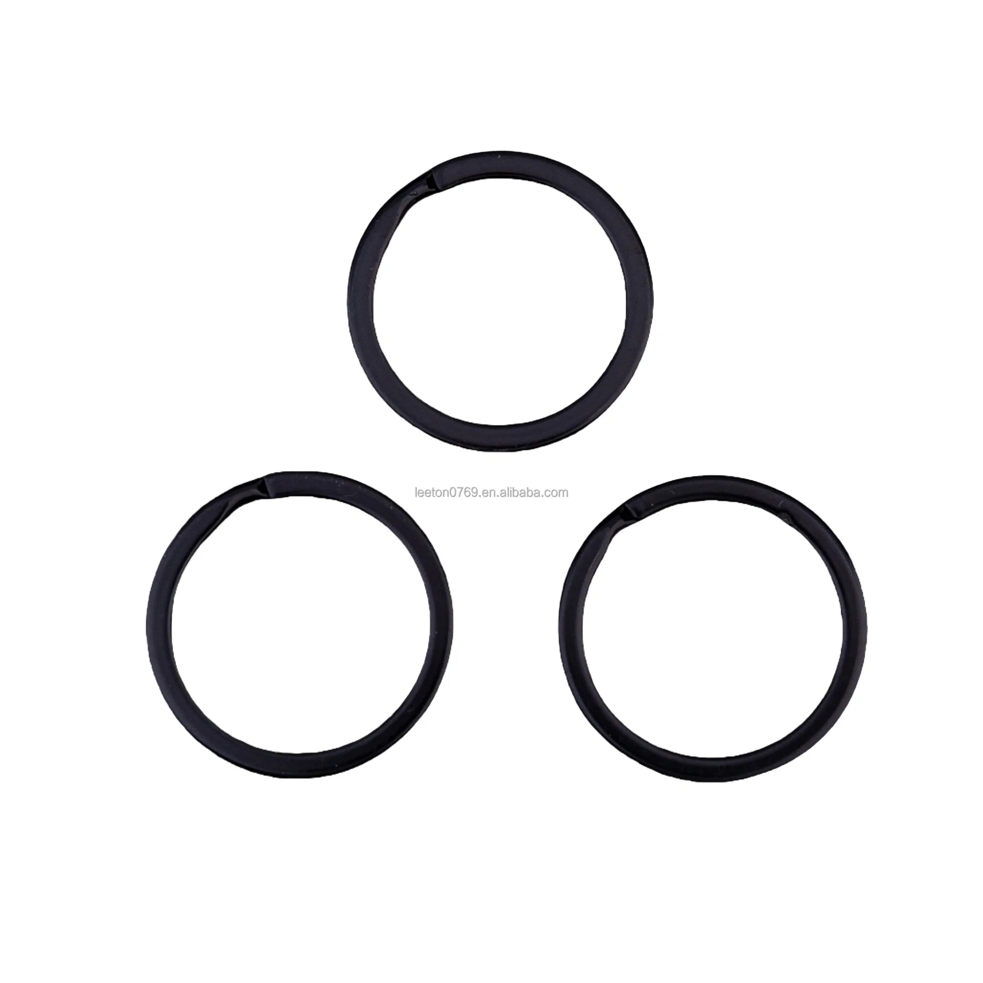 Stock Supply 2.0 X 30mm Matte Black Metal Flat Round Keyring