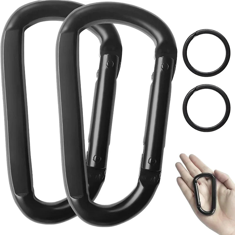 Camping Outdoor Backpack D Carabiner Black Aluminum Hanger Oval Quick Link Locking Karabiner Hanging Hook Buckle