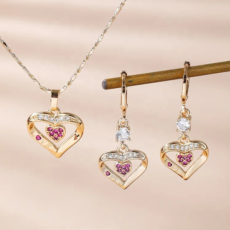 Wholesale Fashion Dubai 18K Solid Gold Oro Joyeria Paw Cooper Alloy Earrings Necklace Sets Jewelry Set for Women