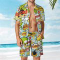 Summer Men's Suit Beach Custom Print Lapel Short Sleeve Shorts Vacation Casual Suit Shirts