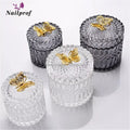 Nailprof Nail Art Dappen Dish Glass Storage Jar with Lid Clear/Gold/Rainbow Colors 9-10.5cm Size for Desktop and Candy Use