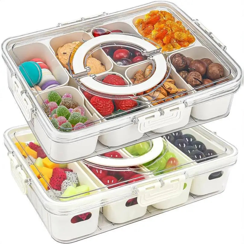 Portable Refrigerator Modern Eight-Compartment Fruit Salad Preservation PP Storage Box