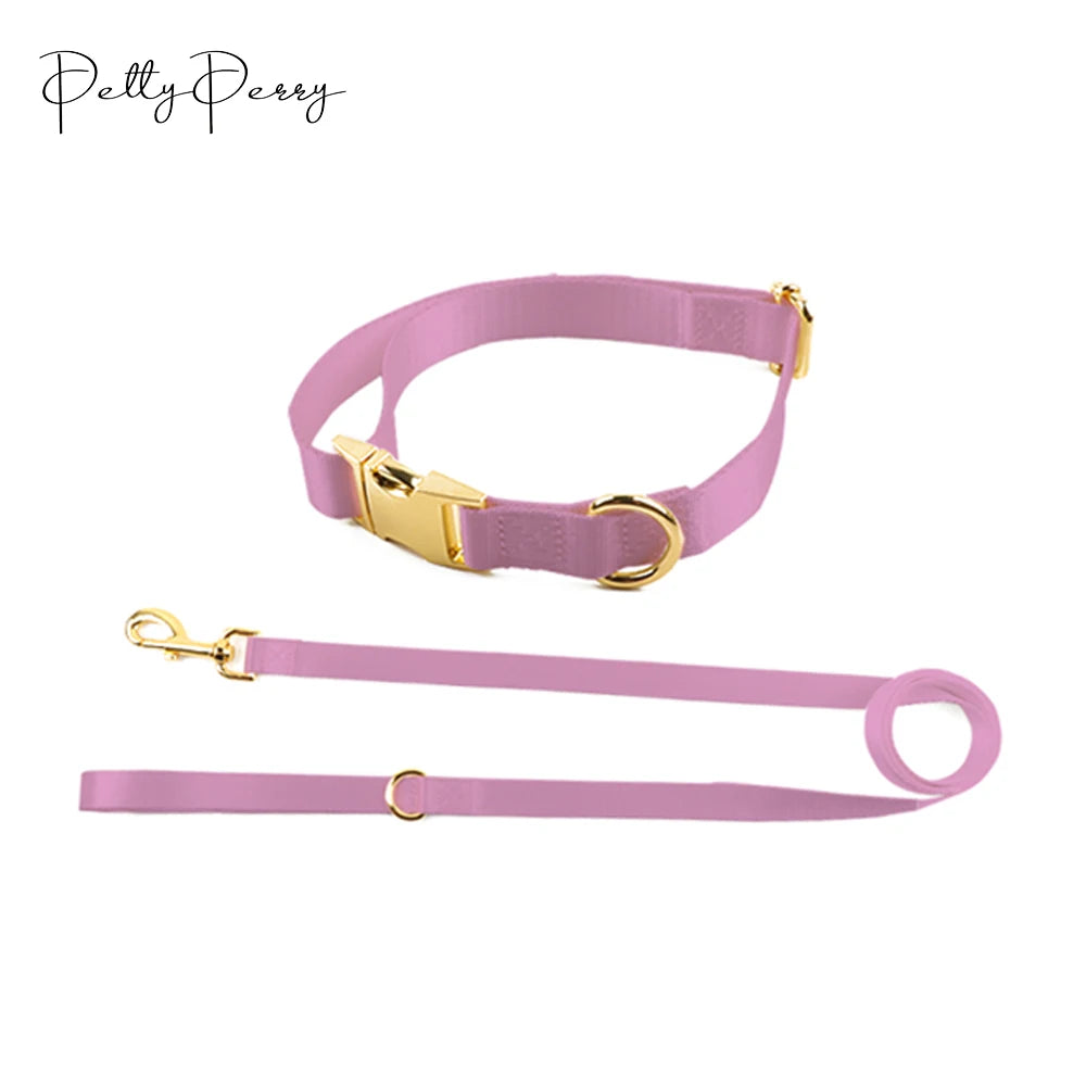 2024 Customized Colors Fondant Pink  Metal Buckle Quick Release Pvc Dog Collar and Leash Set Pvc Collar for Dog