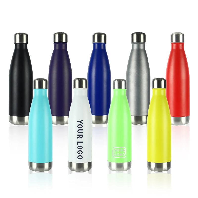 Custom LOGO 350ml 500ml 750ml 1000ml Stainless Steel Double Wall Water Bottle Powder Coating Cola Shape Water Bottle