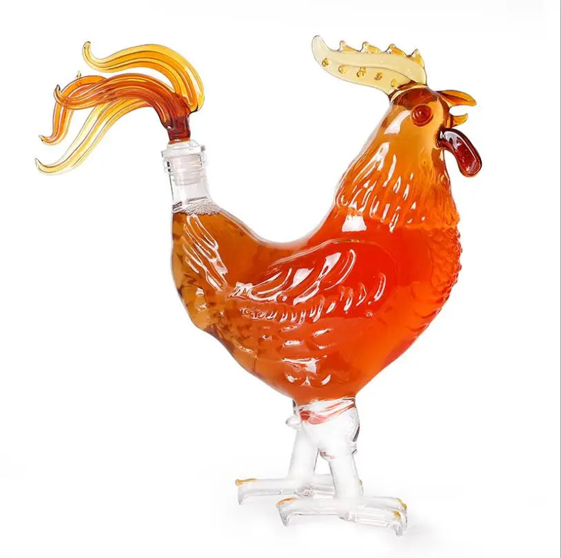 QIAOQI Transparent Rooster Shape Wine Decanter High Borosilicate Glass 500ml/1000ml Capacity Modern Design Party Use