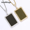 PP09  Photo Pendant Brass Setting CZ Hip Hop Necklace Iced Out Jewelry