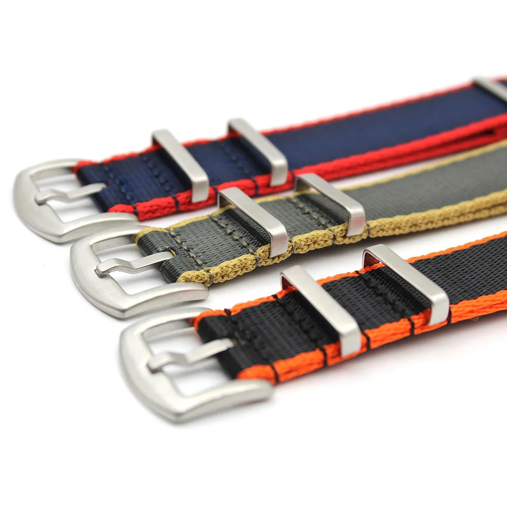 Different Colors Edge Smoothly Seatbelt Nylon Watch Strap 18mm 20mm 22mm Canvas Nylon 1 Piece Fabric Watch Strap