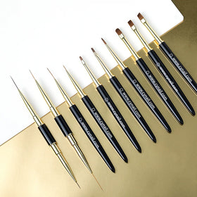 Professional High Quality Kolinsky Nail Art Brush Double End Metal Handle UV Gel Painting Custom Private Label Nail Black Brush