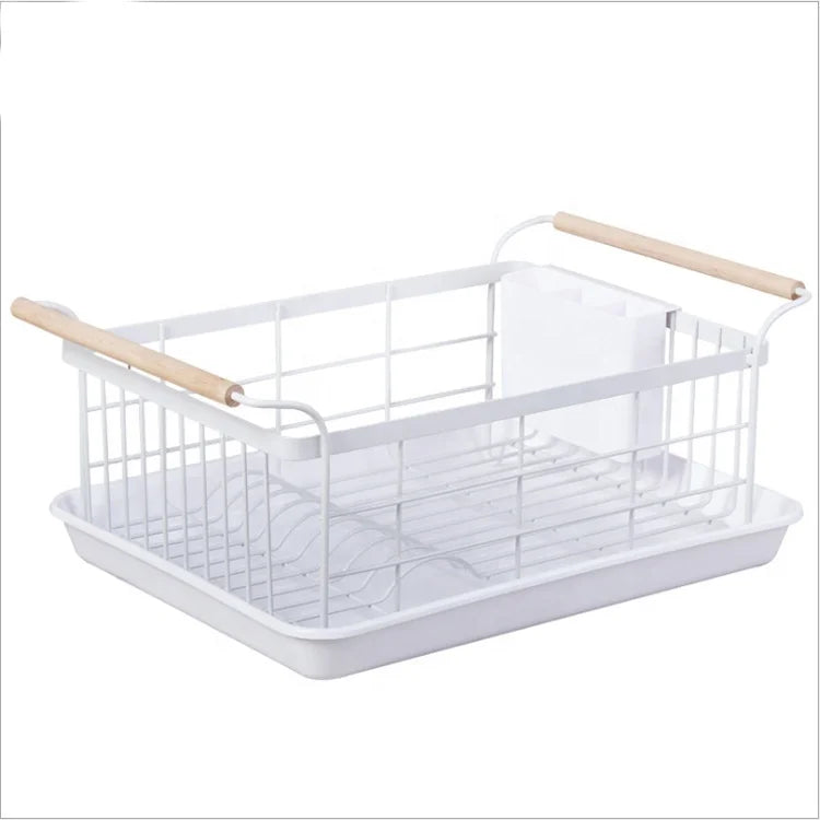 kitchen stainless steel Desktop cutlery storage cage With water tray Dish drain rack holder drying shelf Rag organize holder