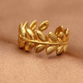 Waterproof Non Tarnish Stainless Steel Jewelry Bijoux En Acier Inoxydable 18k Gold-Plated Leaf Design Women's Rings for Women