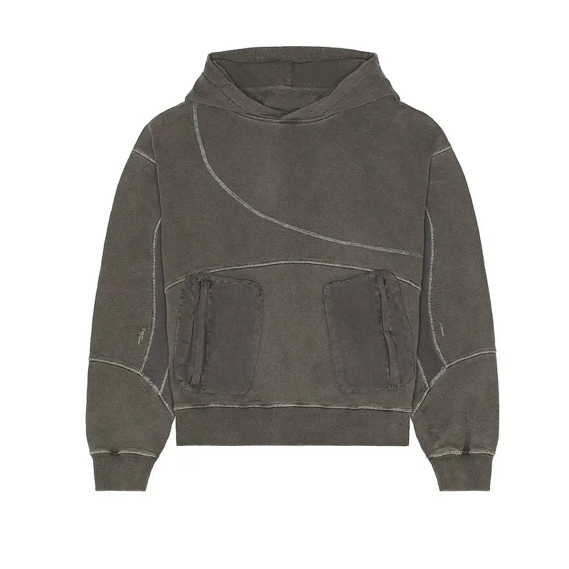 Customizable Vintage Wash Reverse Stitch Hoodie for Men Blank Side Pocket Eco-Friendly Breathable and Windproof ODM Clothing