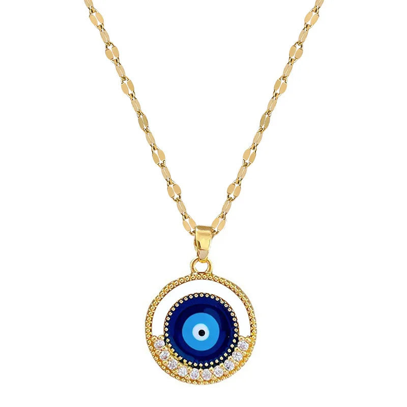 Round Eyes Luxury Cross-border Banquet Wedding Necklace Jewelry for Women in Bulk Stainless Steel