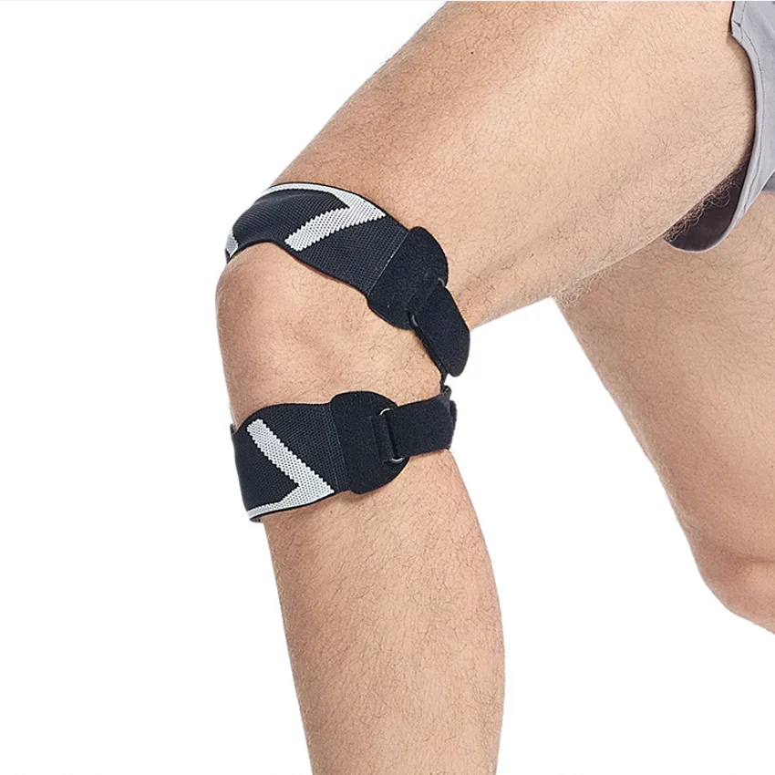 Adjustable Double Strap Knee Support Patella Tendon Knee Strap Patellar Protector with Thick Silicone Pads