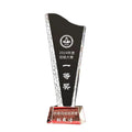 MH-NJ00289 Wholesale Custom Blade Award Crystal Engraved Logo Glass Trophy Awards