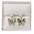 Colorful Mother of Pearl Butterfly Freshwater Pearl Stud Earrings Elegant Women'S Fine Jewelry Earring