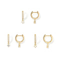 925 Sterling Silver Zirconia Pave Imitation Pearl Opal Dangle 18K  Gold Plated Huggie Earrings Gift for Woman