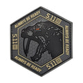 Fabric and Resin Saber Tooth Tiger Grey Eco-Friendly Customizable Size Sequins Badge with Hook Patches for Clothing Backpacks