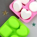 4 Cavity Silicone Soap Molds Forms Round Oval Heart Square Shape Handmade Soap DIY Mold Soap Making Tools Cake Mousse Baking Pan