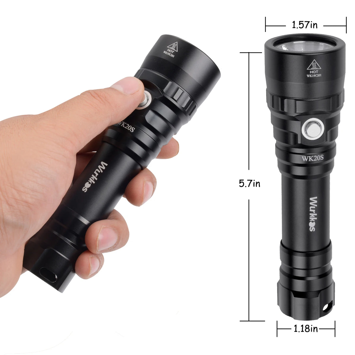 WK20S Strong Light Diving Flashlight 2000lm 18650 Diving Light Waterproof Multifunctional Durable Light