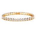HOVANCI Europe New Simple Design Round Cut Cubic Zirconia Tennis Bracelets Gold Silver Color Crystal Bracelet for Women Wedding