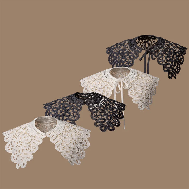 Elegant Stylish Embroidered Lace Shawl Fashion Accessory for Women's Shirts and Blouses Detachable Collars and Dresses
