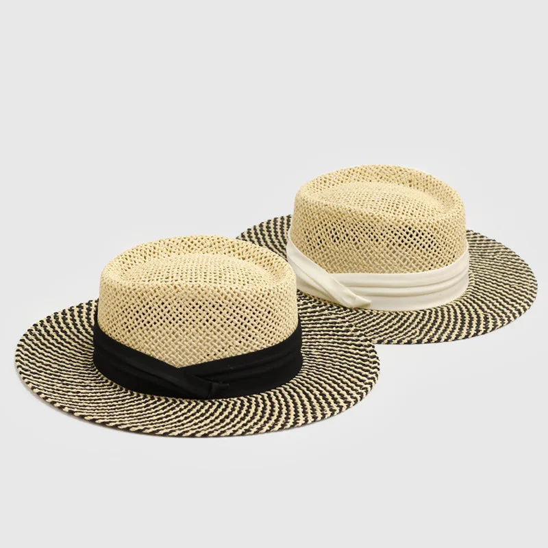 Wholesale Hot Sale Vintage Telescopes Crown Boater Wide Brim Sombreros  Woven Paper Straw Hat for Women Men Beach Fashion Dress