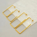Plated 18k Gold Earrings Simple Titanium Steel Rectangle Stainless Steel Earrings Jewelry