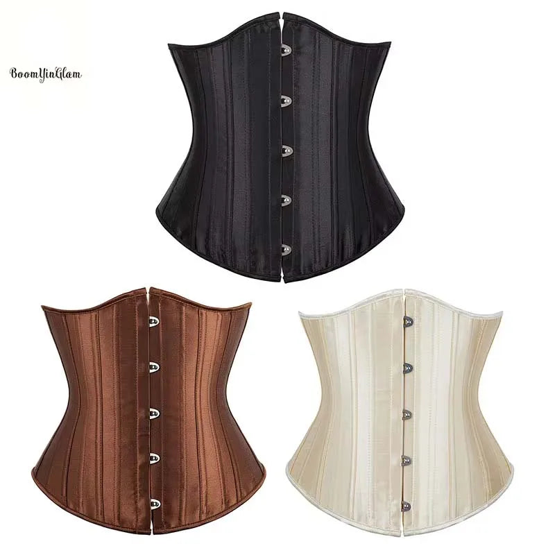 Waist Training Corsets XXS-6XL Brown Black Champagne Woman 26 Steel Boned Breathable Nonwoven Chest Binder Bustier Corset Top