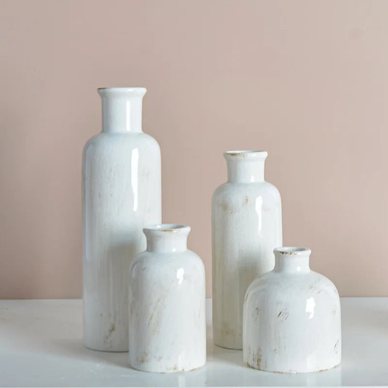 Hot Sale Modern White Ceramic Porcelain Vase Set for Farmhouse Decor Home Table Decorative Vase