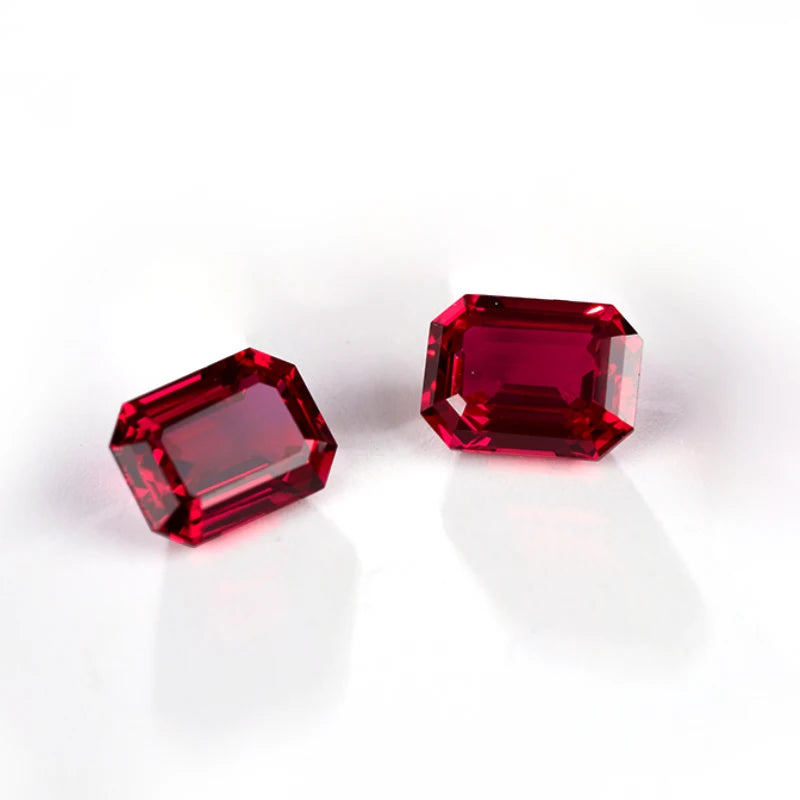 Wholesale Factory Emerald Shape Lab Grown Pigeon Blood Red Gemstones for Jewelry Making