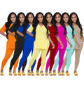 Women's Spring Set Clothing logo 2 Piece Set Women V-neck t Shirt and Legging Sets