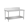 Hotel Restaurant Equipment 2-tier Kitchen Table Workbench Commercial Stainless Steel Work Table with Backsplash