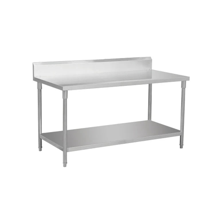Hotel Restaurant Equipment 2-tier Kitchen Table Workbench Commercial Stainless Steel Work Table with Backsplash