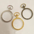 Round Pocket Watch Metal Frame Pendant Gold Charm Bezel Setting Cabochon Setting UV Resin Charms