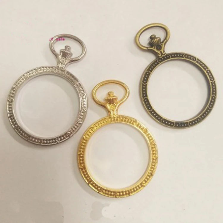 Round Pocket Watch Metal Frame Pendant Gold Charm Bezel Setting Cabochon Setting UV Resin Charms