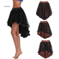 Women Burlesque Multi Layers Lace Floral  Ruffles Gothic Steampunk Pirate Skirts Club Dance Wear Dress Plus Size