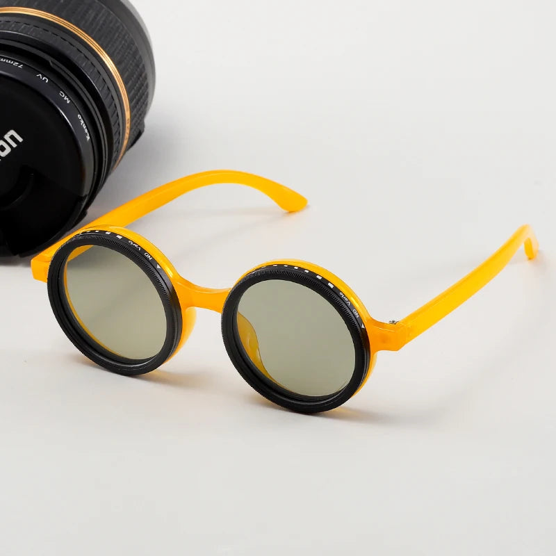 Adjustable Tint Sunglasses 1-9 Gears Rounded Polarized Glasses with ND Filter Lenses Advanced ND Adjustment Sun Shades