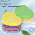 New 10pcs Bag Heart Disposable Cleaning Compression Sponge Strip Portable Cleaning Tool Beauty Wood Pulp Cotton Cleaning Sponge