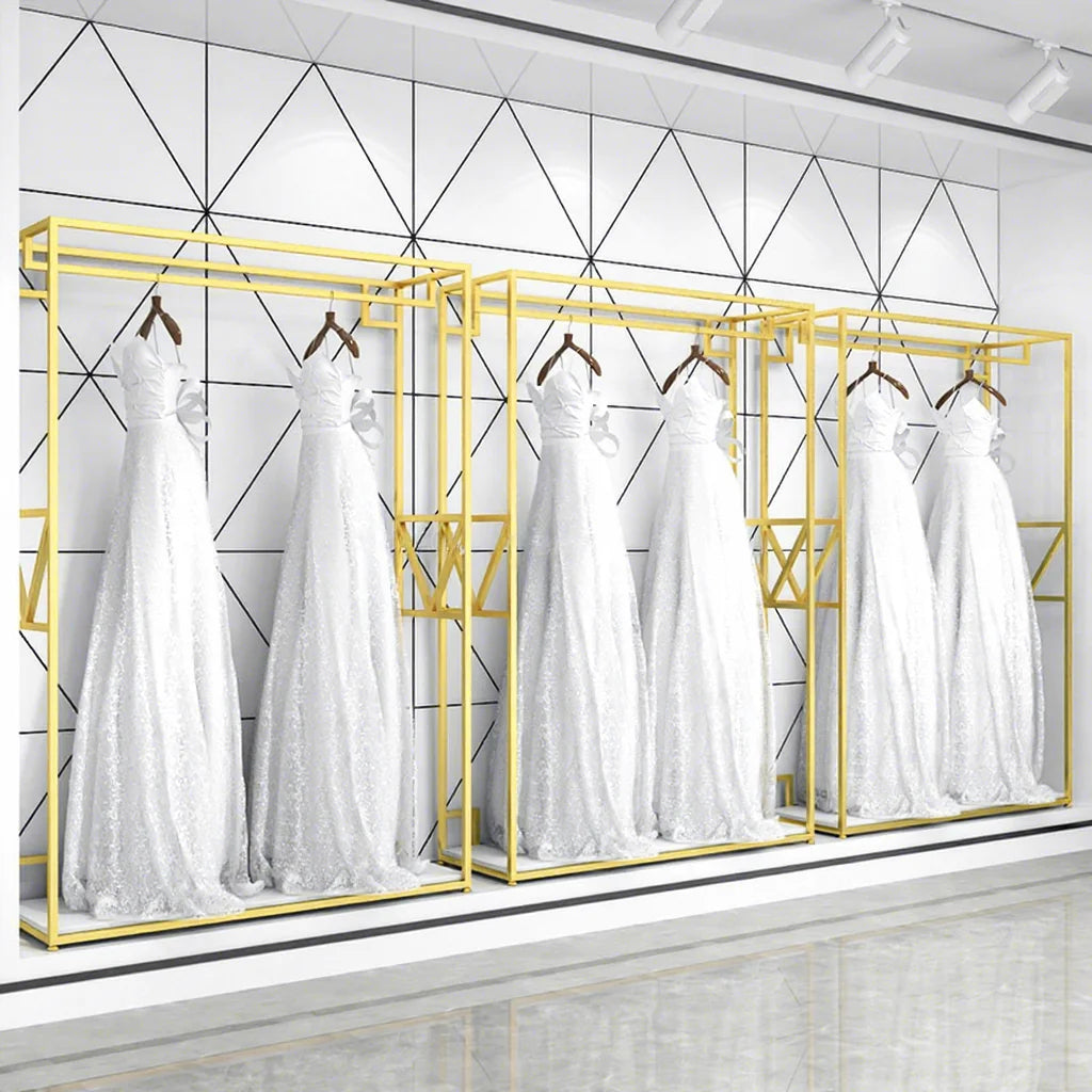 New Design Clothes Display Rack Custom logo Free Standing Wedding Dress Display Stand for Bridal Shop