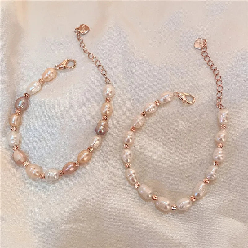 Elegant White Mixed Color Jewelry Bracelet Baroque Freshwater Pearl Bracelet for Women