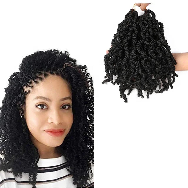 10 Inch Pre Twisted Spring Twist Crochet Hair Extension Curly Synthetic Braiding Hair Attachment Crochet Braids