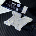 Custom 925 Solid Silver Baguette Moissanite Pendant with Iced Hip Hop Style Letter Design Cuban Link Chain Included Jewelry