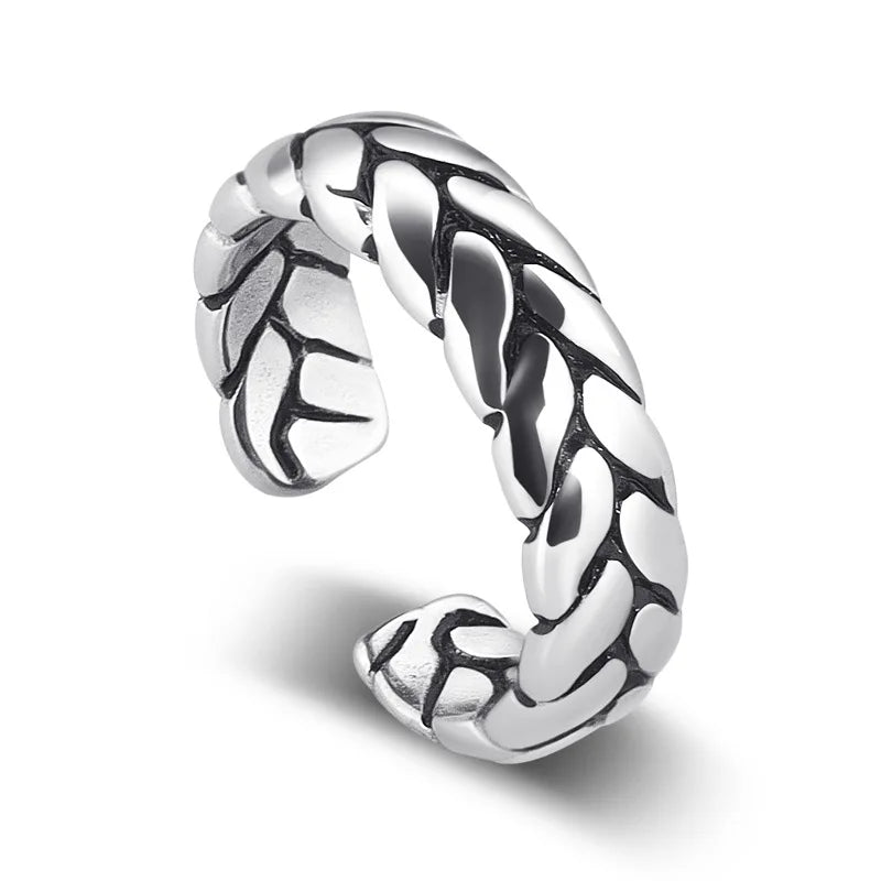 Fit Size 7#-11# Vintage Fish Bone Design Male Bands Personality Open 6MM Stainless Steel Rings for Men Fashion Jewelry Wholesale